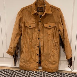 Karla Camel Corduroy Jacket W Fringe 